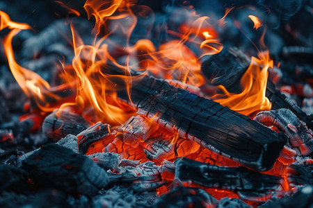 木头燃烧的火焰图片
