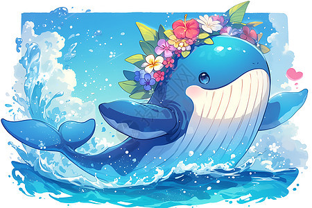 海洋里嬉戏的花冠鲸鱼图片