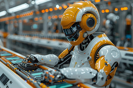 智能机器人在工厂中工作图片