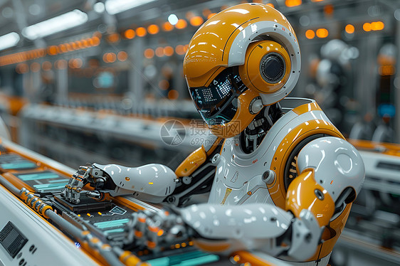 智能机器人在工厂中工作图片