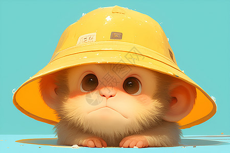 小猴子戴着黄色帽子图片