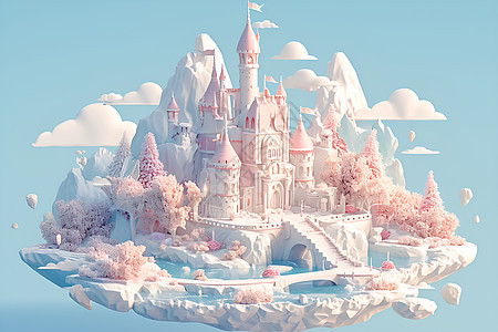 童话世界中的粉色泥土城堡图片