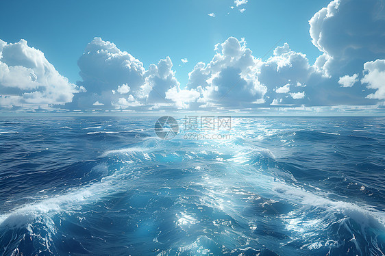 蓝天下的海洋图片