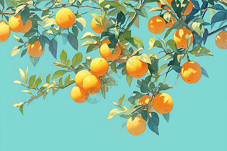 枝头悬挂的橙色水果图片
