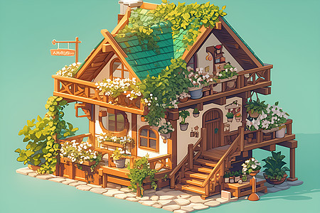 可爱的木质房子图片