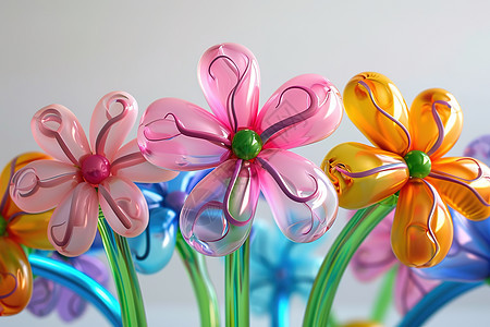 五彩缤纷的塑料花朵图片