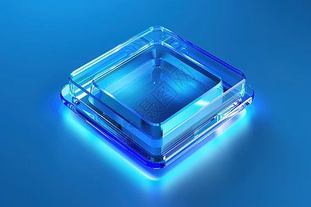 蓝色玻璃立方块图片