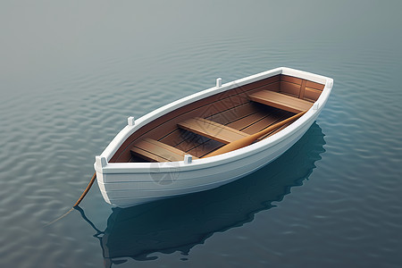湖面上漂浮着一艘小船图片