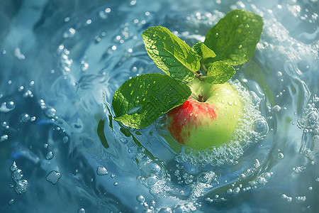 水中漂浮的苹果图片
