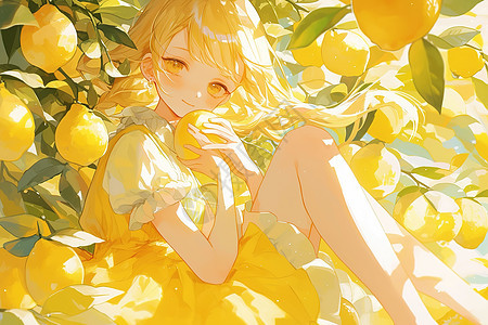 柠檬树下的女孩图片