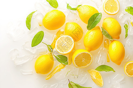 柠檬间的冰块图片