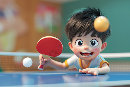 打乒乓球的男孩图片