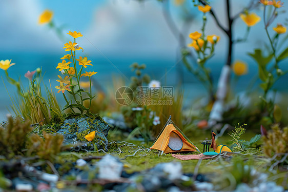 草地上的露营帐篷图片