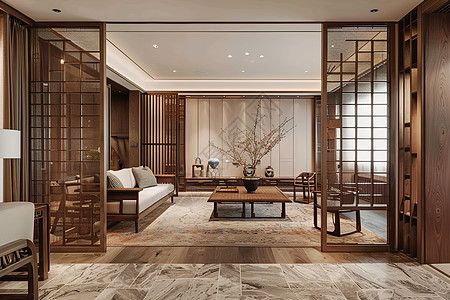 中式古典客厅背景图片