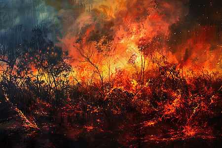 森林中燃烧的火焰图片