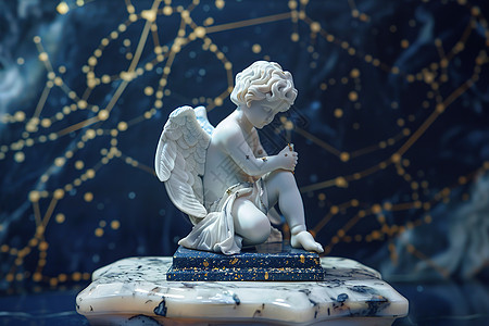 天使的雕像坐在一本书上图片