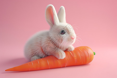 小白兔抱着胡萝卜图片