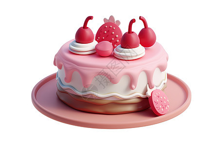 粉色草莓奶油蛋糕图片