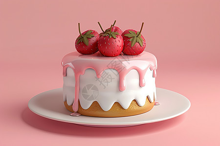 奶油蛋糕上的草莓图片