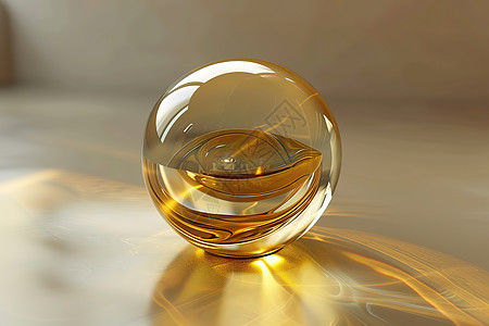 金色玻璃球里的椰子图片