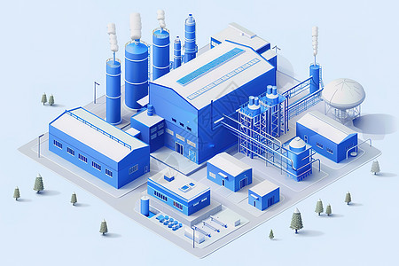蓝色的工厂建筑图片