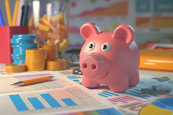 图形上的小猪存钱罐图片
