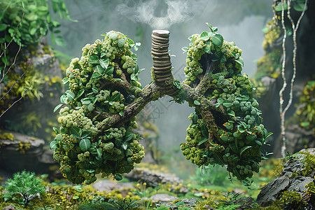 肺脏形状的树丛图片