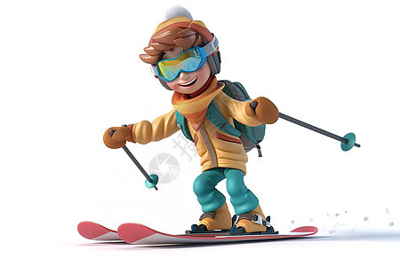 雪地上滑雪的男孩图片