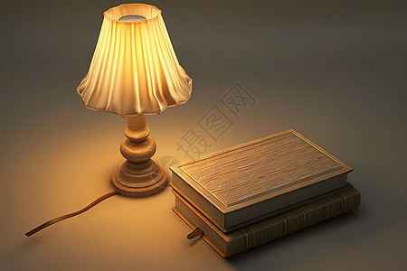 桌上的灯和书图片
