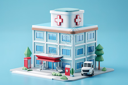 医院大楼模型图片