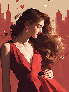 优雅女人穿着红裙图片