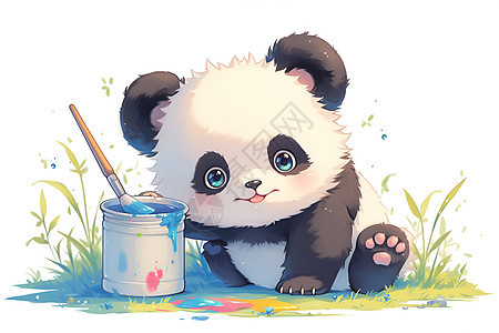 颜料间的熊猫图片