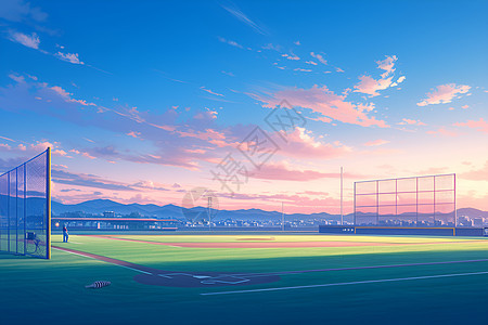 蓝天下的棒球场图片