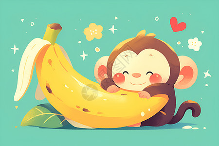 快乐的香蕉猴图片