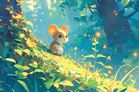 森林中的可爱小老鼠图片