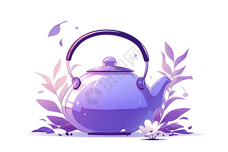 中式紫色茶壶图标图片