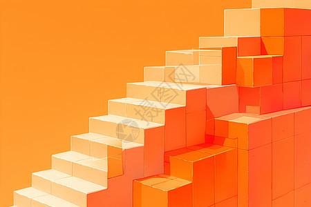 橙色光影里的楼梯图片