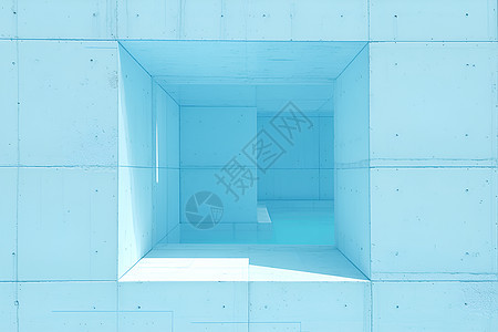 蓝色立体几何立方体图片