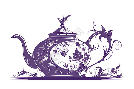 古董紫色茶壶图片