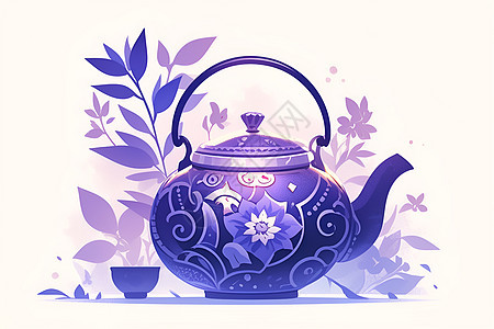 中国风紫色茶壶图标图片