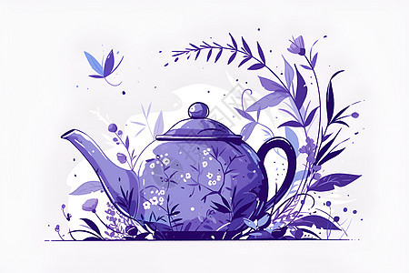 茶壶上的蝴蝶图片