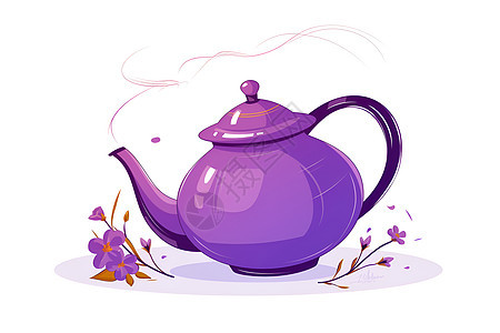 简约紫色茶壶图片