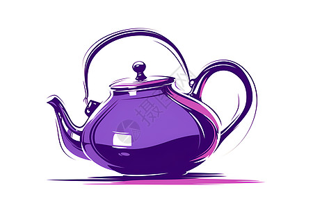 紫色手提茶壶图片