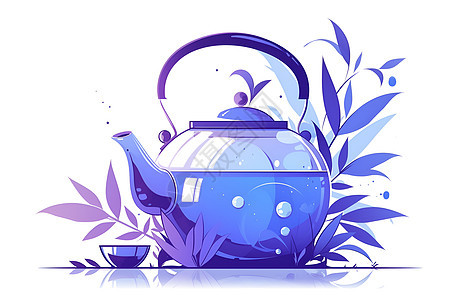 紫色手柄茶壶图片