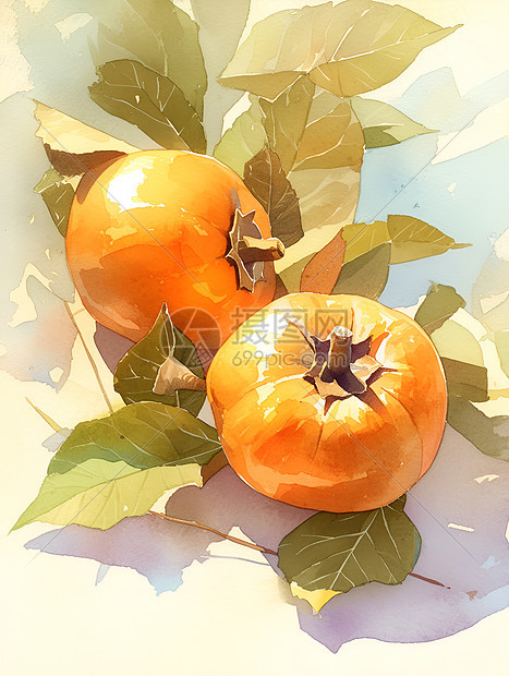 阳光里的美味柿子图片