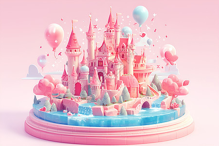 粉色泥土建造的城堡图片