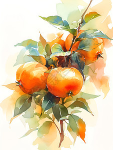 树枝上的成熟柿子图片