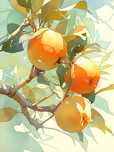 阳光里的柿子图片