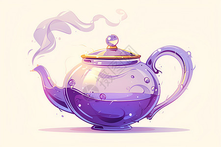艺术紫色茶壶图片