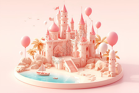 童话里的粉色梦幻城堡图片